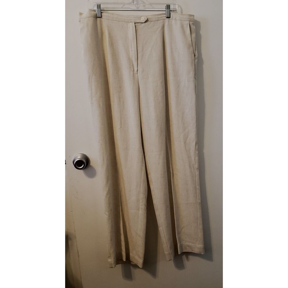 Sag Harbor Stretch Polyester Linen Blend Cream Slacks Sz. 16 Coastal Capsule